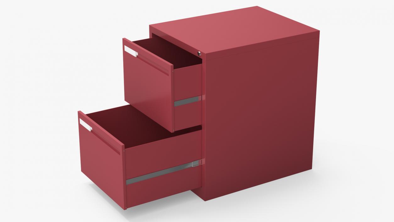 Filing Cabinet 2 Drawer Red 2 3D model