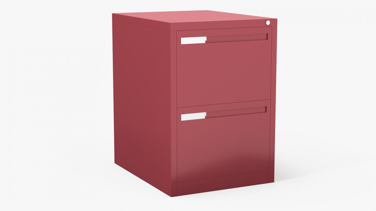 Filing Cabinet 2 Drawer Red 2 3D model