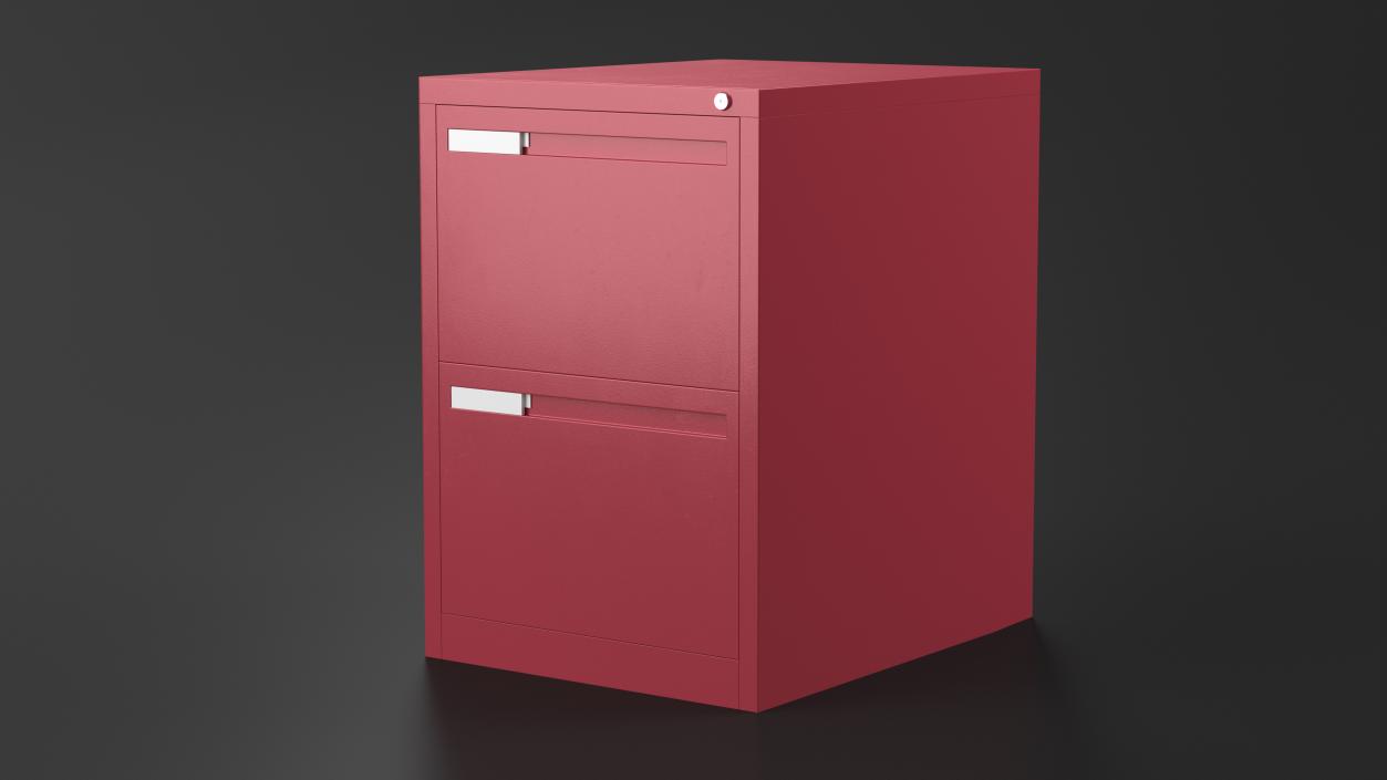 Filing Cabinet 2 Drawer Red 2 3D model