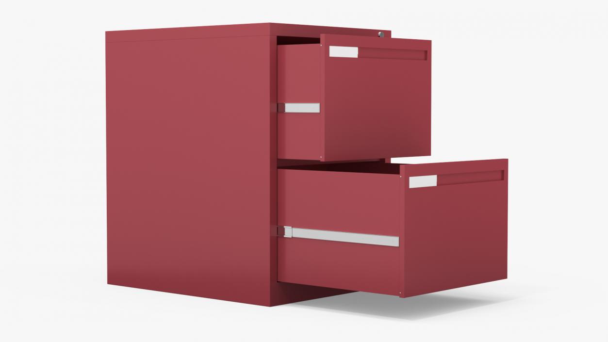 Filing Cabinet 2 Drawer Red 2 3D model