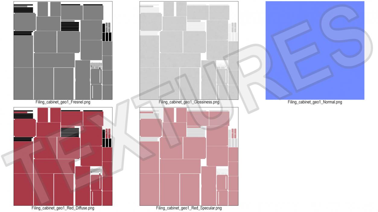 Filing Cabinet 2 Drawer Red 2 3D model