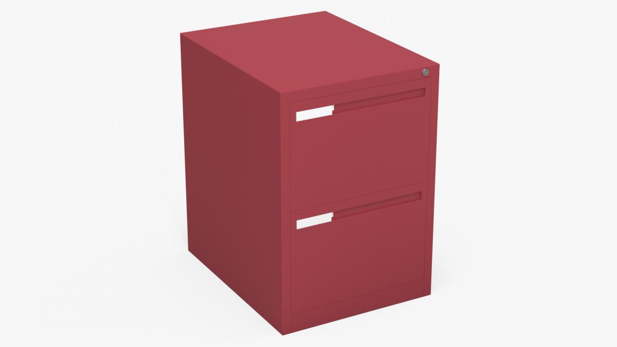 Filing Cabinet 2 Drawer Red 2 3D model