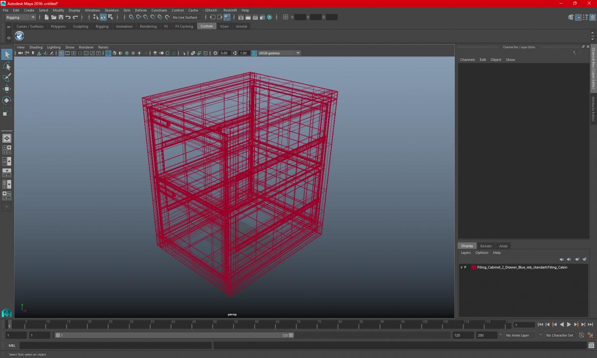 Filing Cabinet 2 Drawer Red 2 3D model