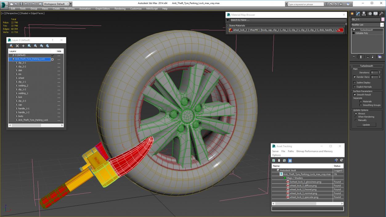 3D Anti Theft Tyre Parking Lock model