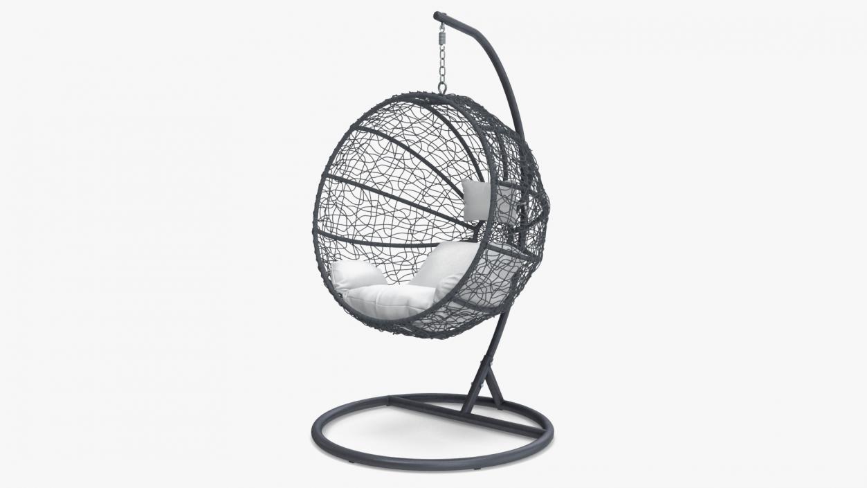 3D Hanging Ball Shaped Chair with Stand Gray