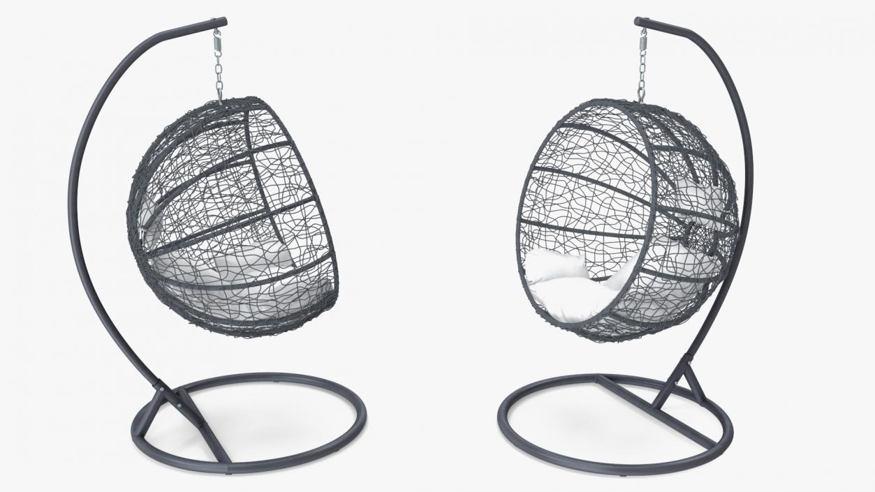 3D Hanging Ball Shaped Chair with Stand Gray