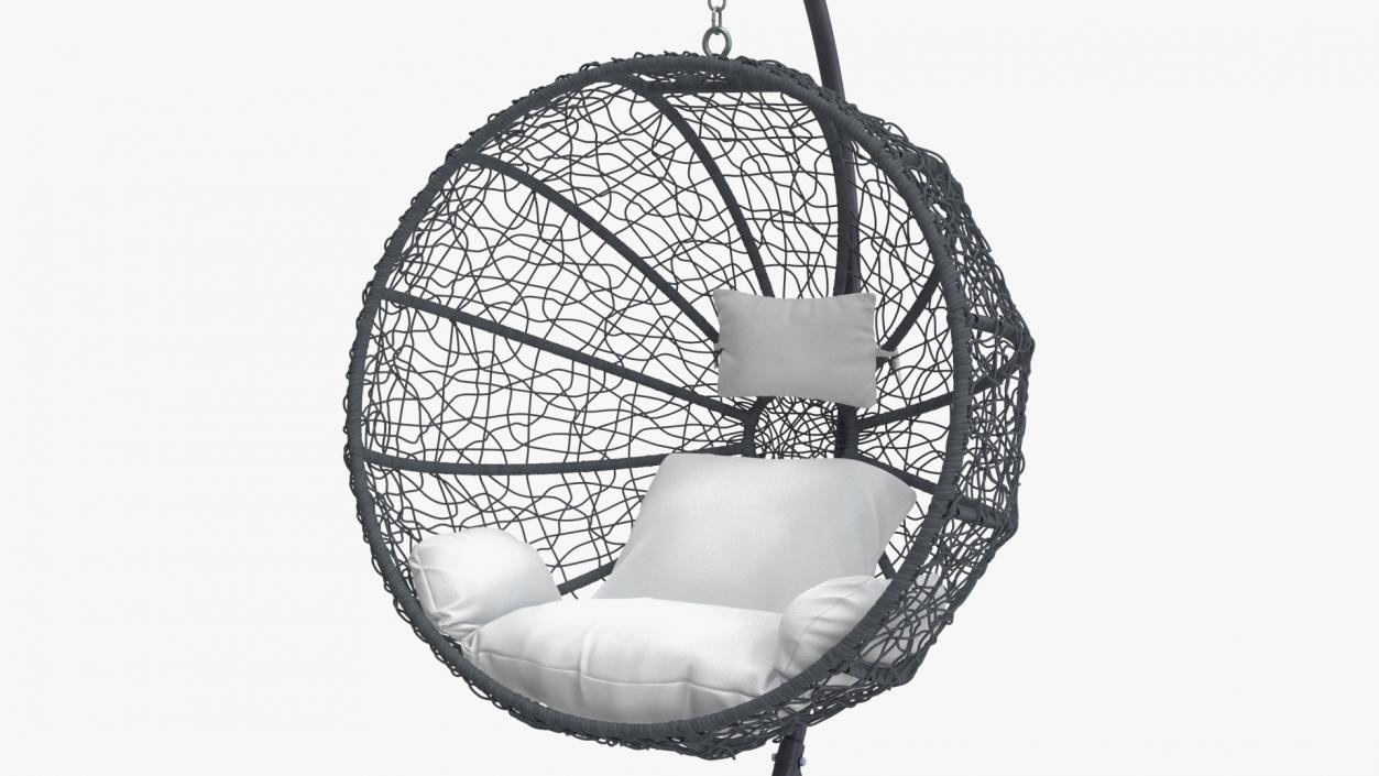 3D Hanging Ball Shaped Chair with Stand Gray