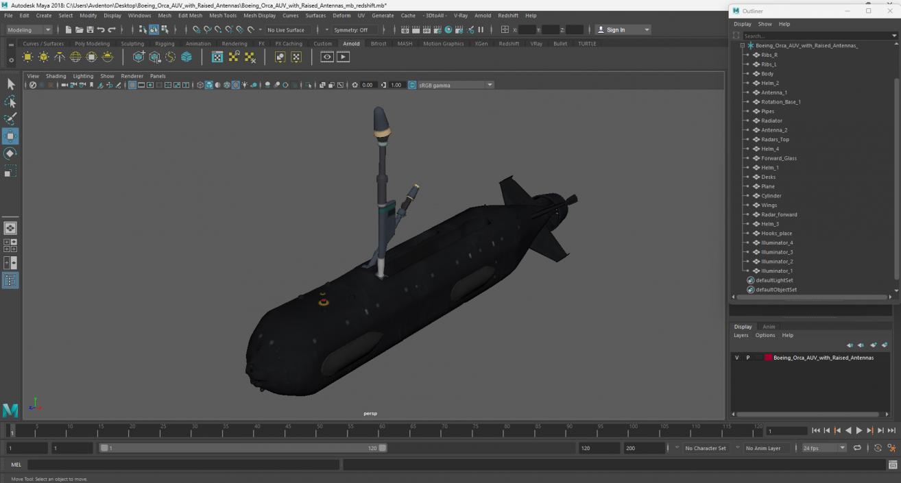 3D Boeing Orca AUV with Raised Antennas 2 model