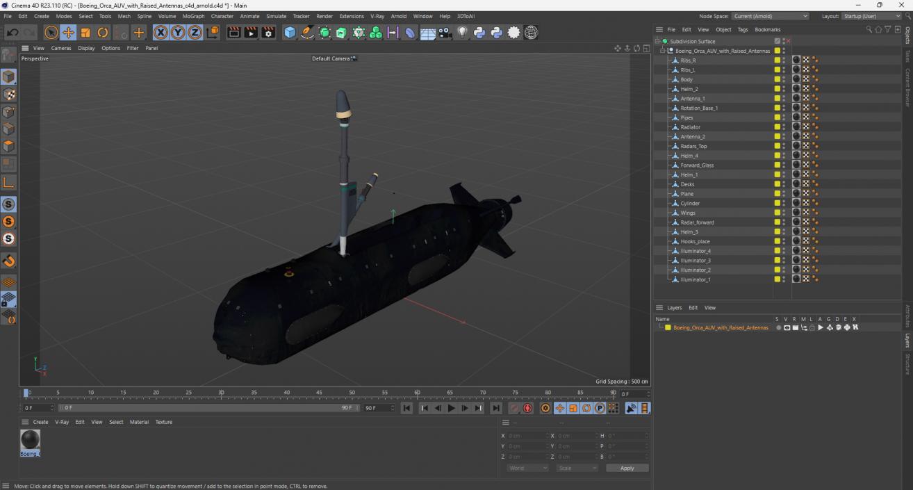 3D Boeing Orca AUV with Raised Antennas 2 model