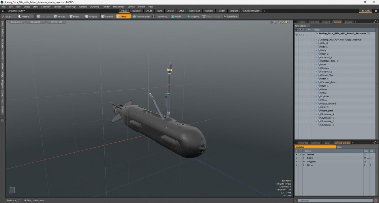 3D Boeing Orca AUV with Raised Antennas 2 model