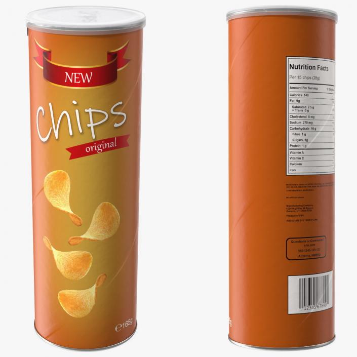 3D Potato Chips in Tube Package model