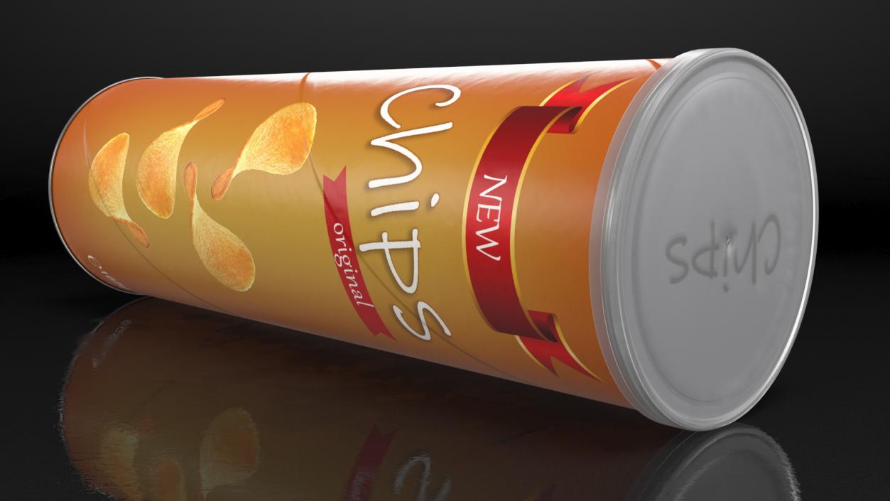 3D Potato Chips in Tube Package model