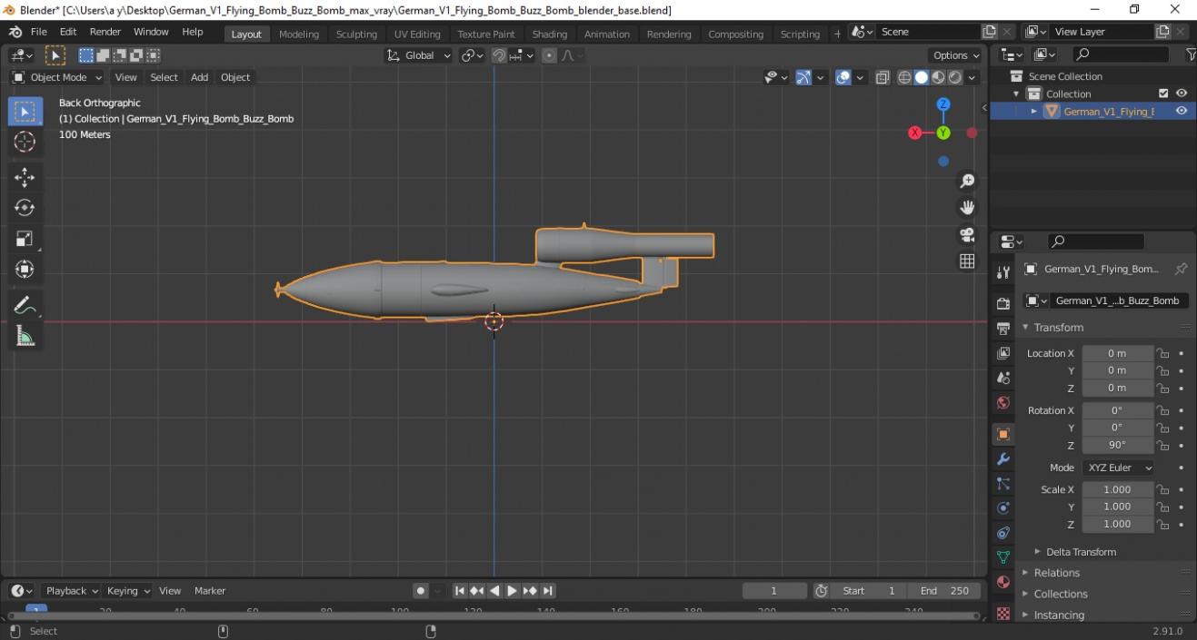 3D German V1 Flying Bomb Buzz Bomb