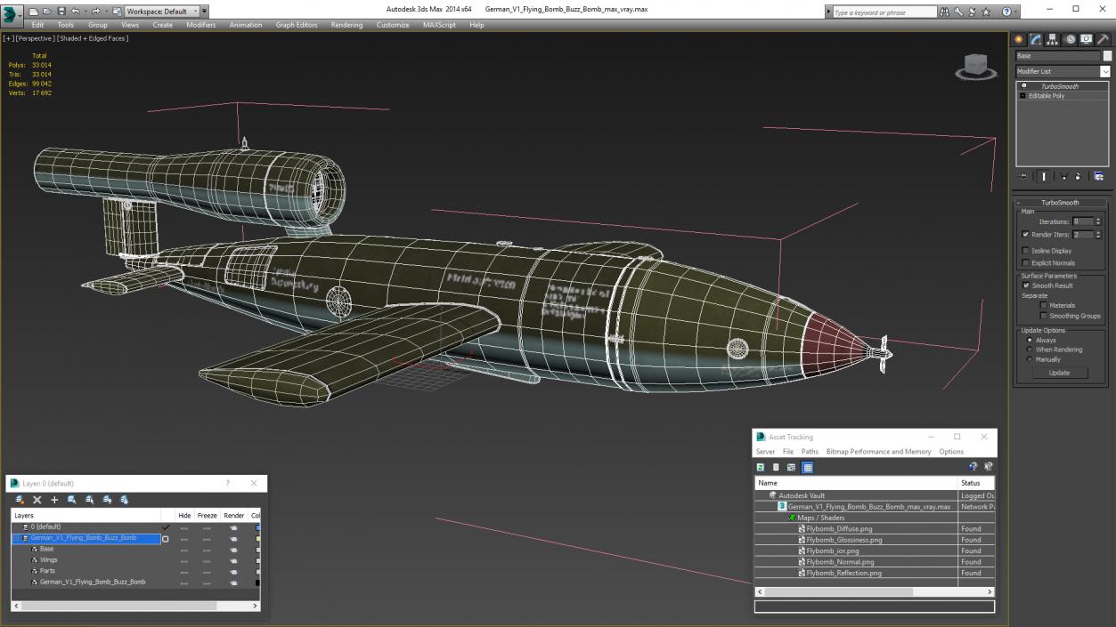 3D German V1 Flying Bomb Buzz Bomb