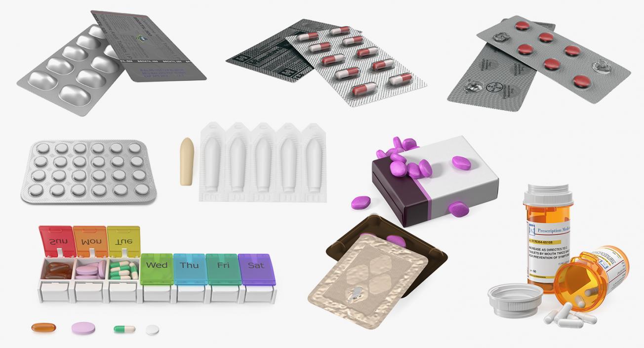 Pills Packs Collection 4 3D model