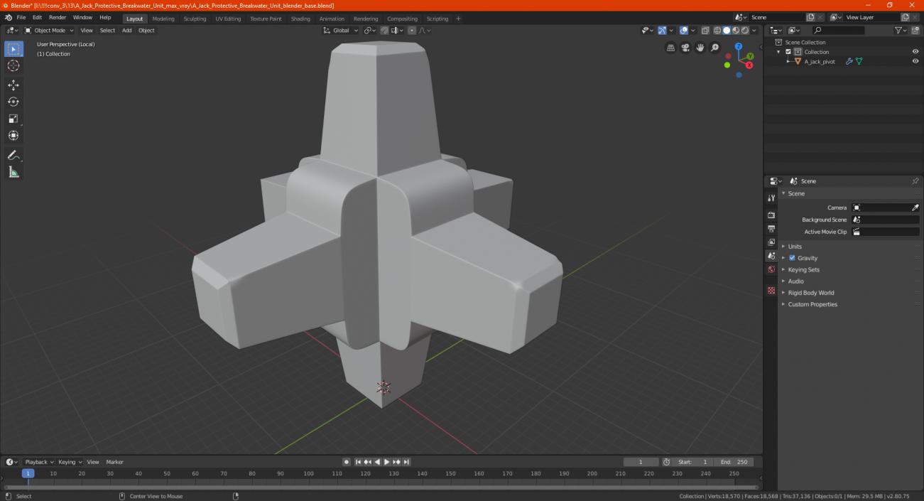 3D A Jack Protective Breakwater Unit model