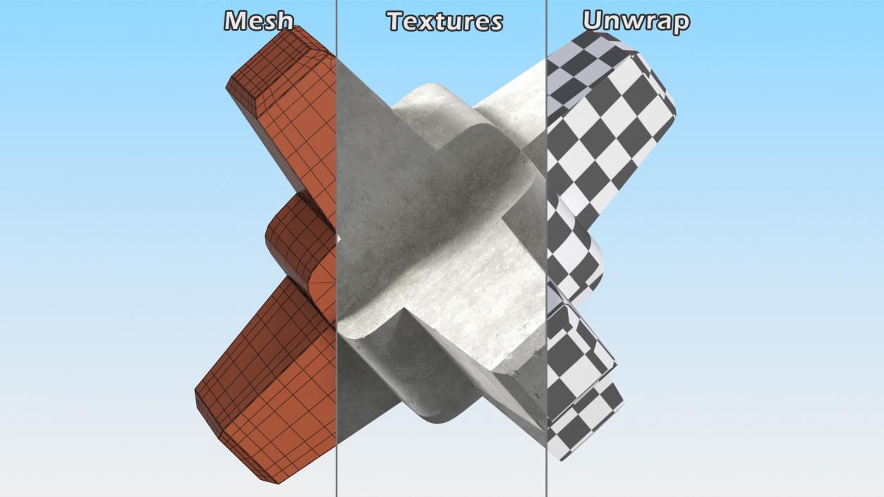 3D A Jack Protective Breakwater Unit model