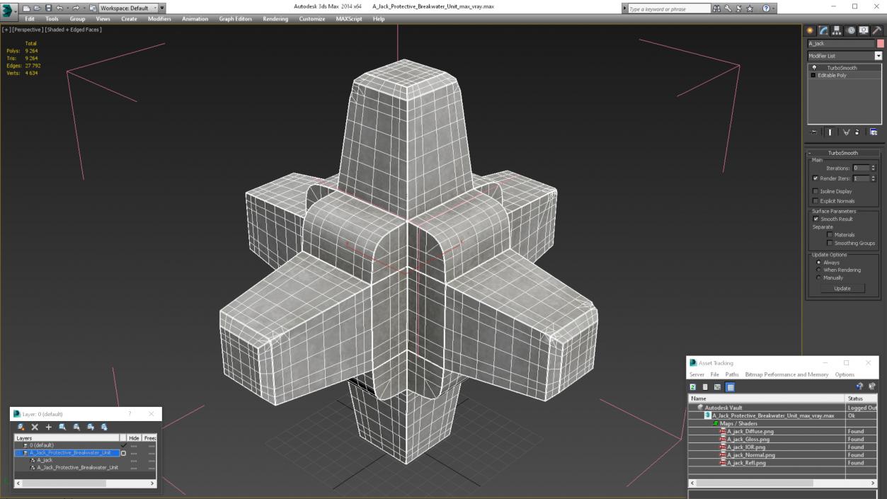 3D A Jack Protective Breakwater Unit model