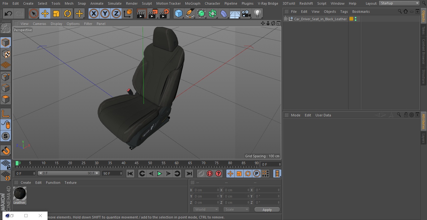 Car Driver Seat in Black Leather 3D