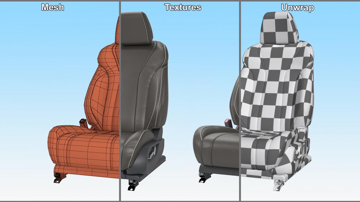 Car Driver Seat in Black Leather 3D