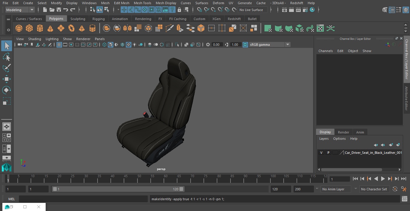 Car Driver Seat in Black Leather 3D