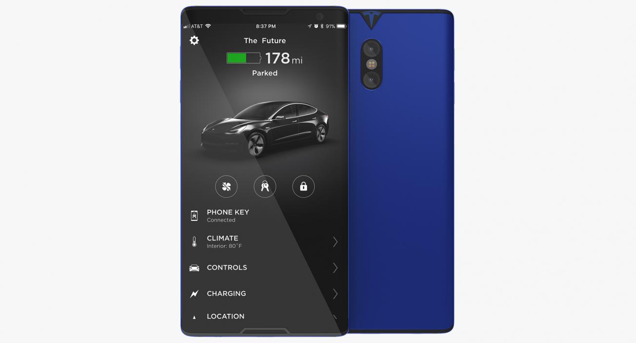 Tesla Phone Concept Blue 3D model