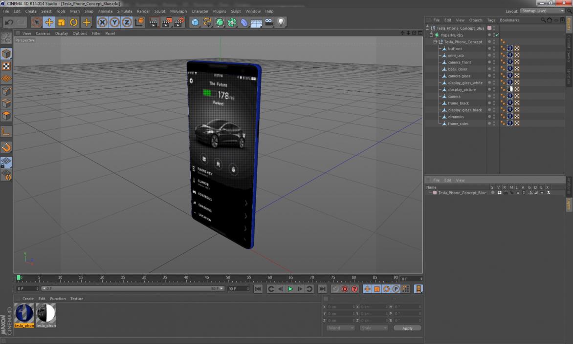 Tesla Phone Concept Blue 3D model