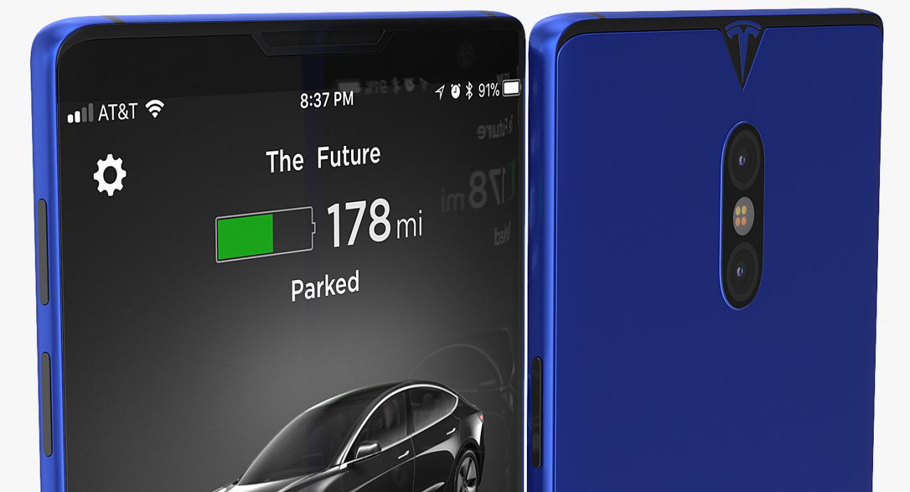 Tesla Phone Concept Blue 3D model