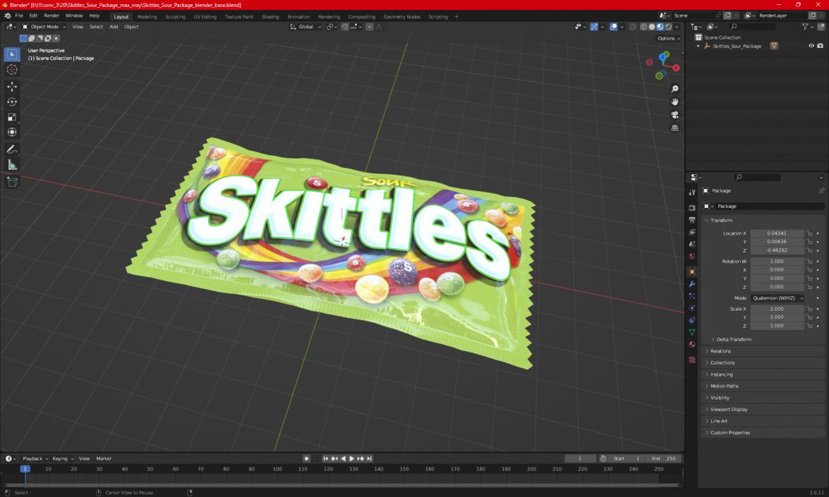 3D Skittles Sour Package