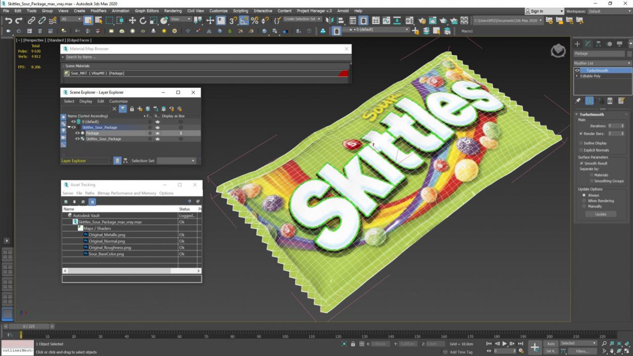 3D Skittles Sour Package