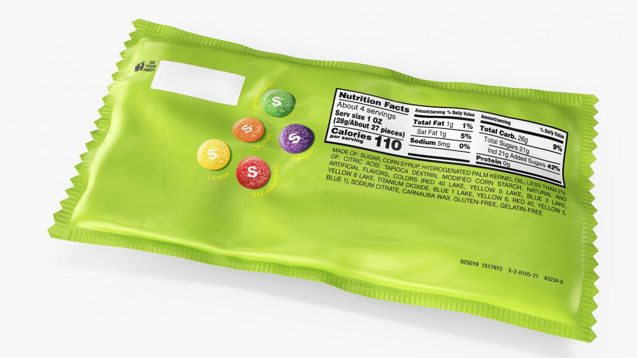 3D Skittles Sour Package