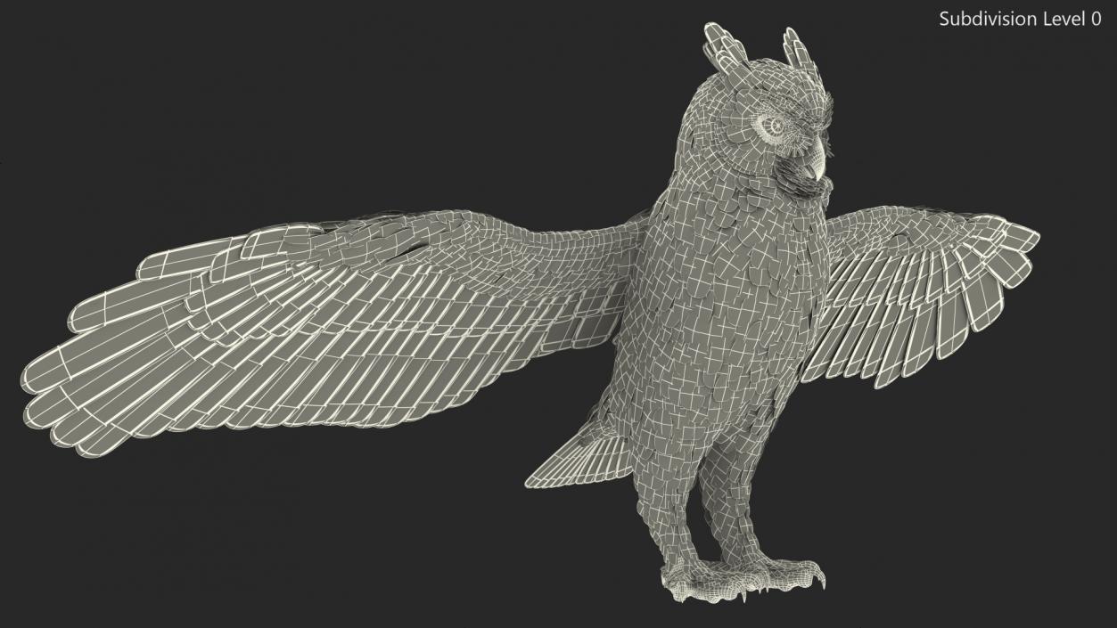 3D Great Horned Owl T-Pose model