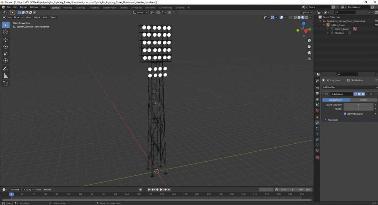 Spotlights Lighting Tower Illuminated 3D