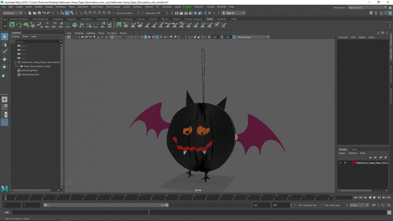 Halloween Vamp Paper Decorations 2 3D model