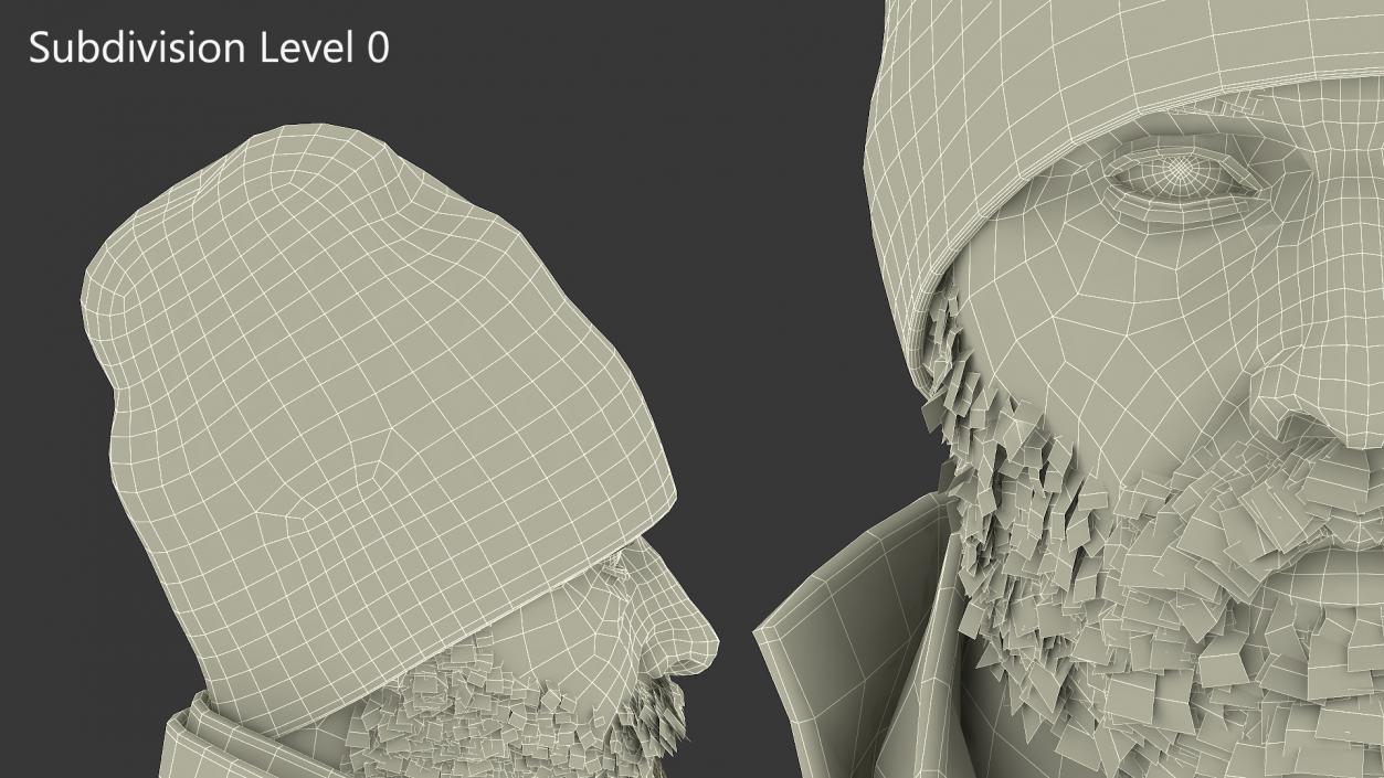 Homeless Man Head 3D