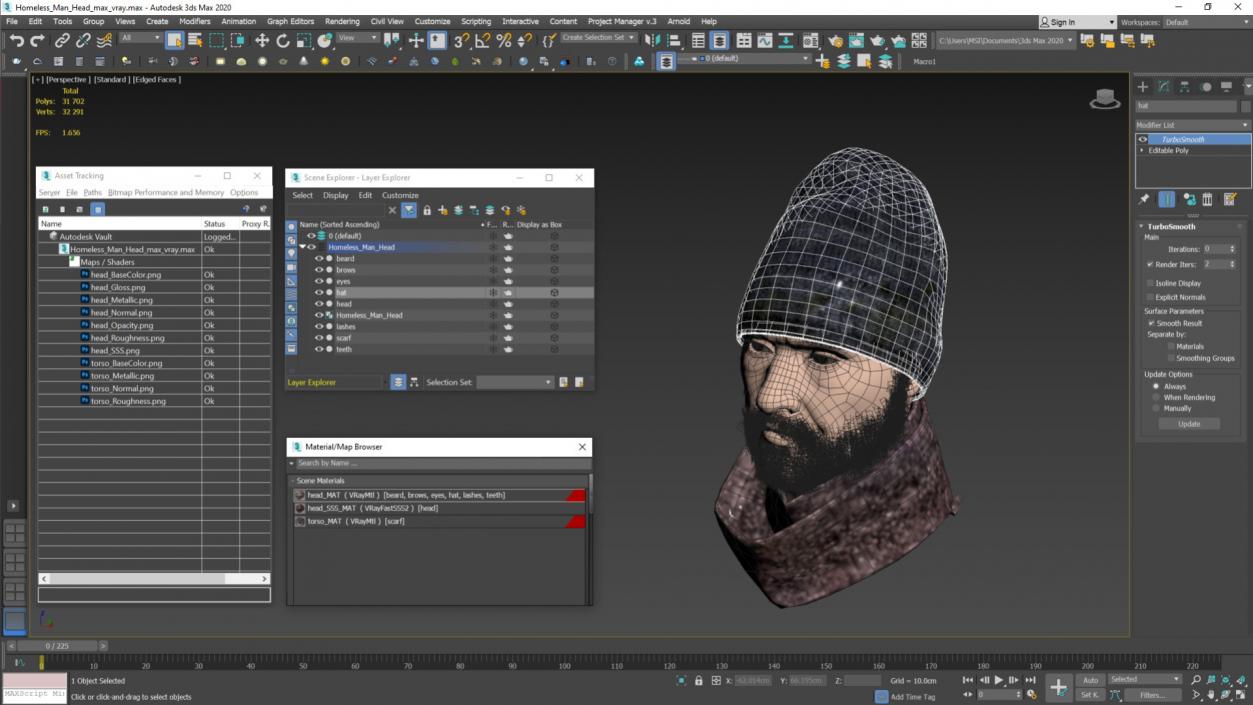 Homeless Man Head 3D