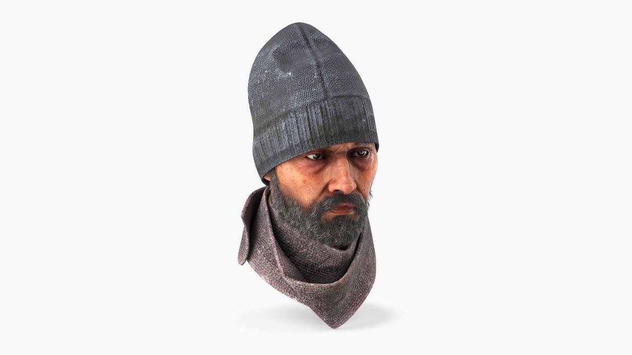 Homeless Man Head 3D