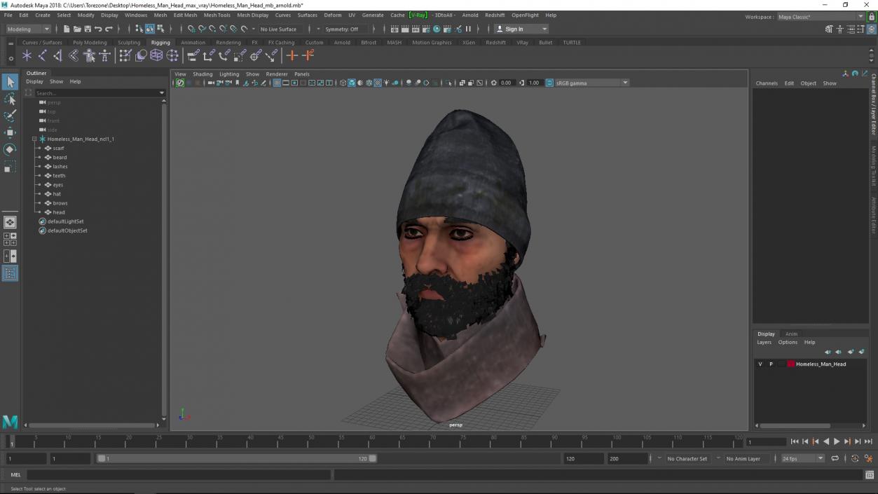 Homeless Man Head 3D