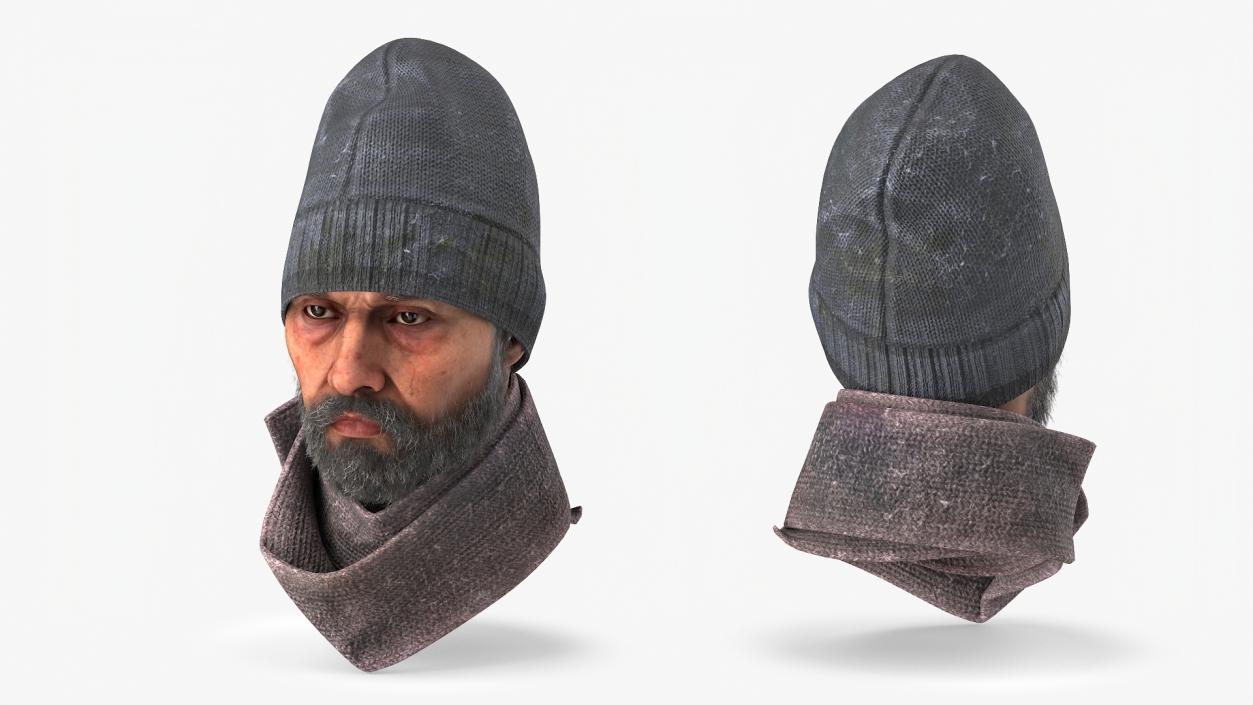 Homeless Man Head 3D