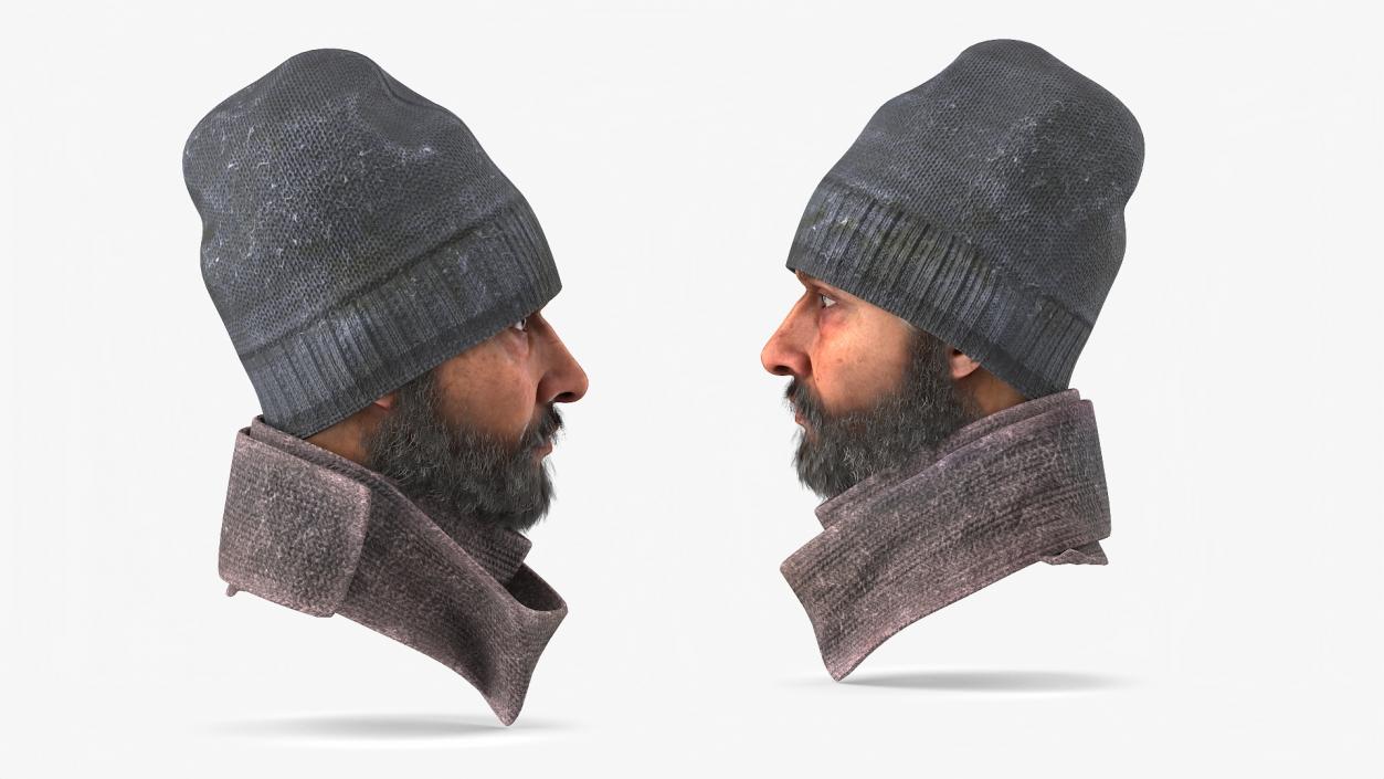 Homeless Man Head 3D