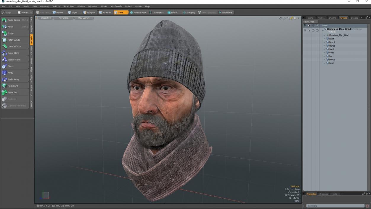 Homeless Man Head 3D