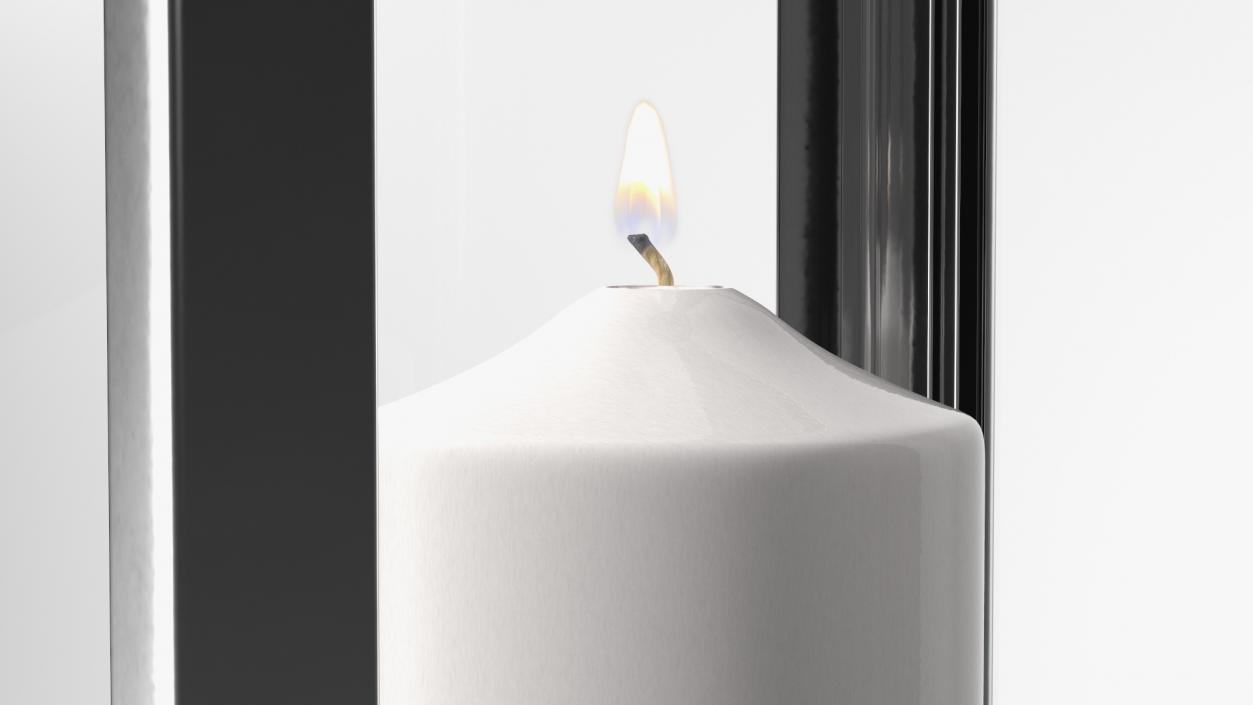 3D model Large Aluminium and Glass Lantern with Candle