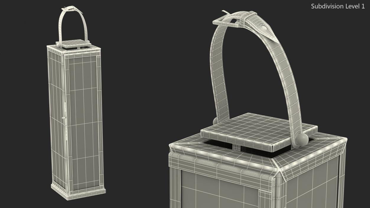 3D model Large Aluminium and Glass Lantern with Candle