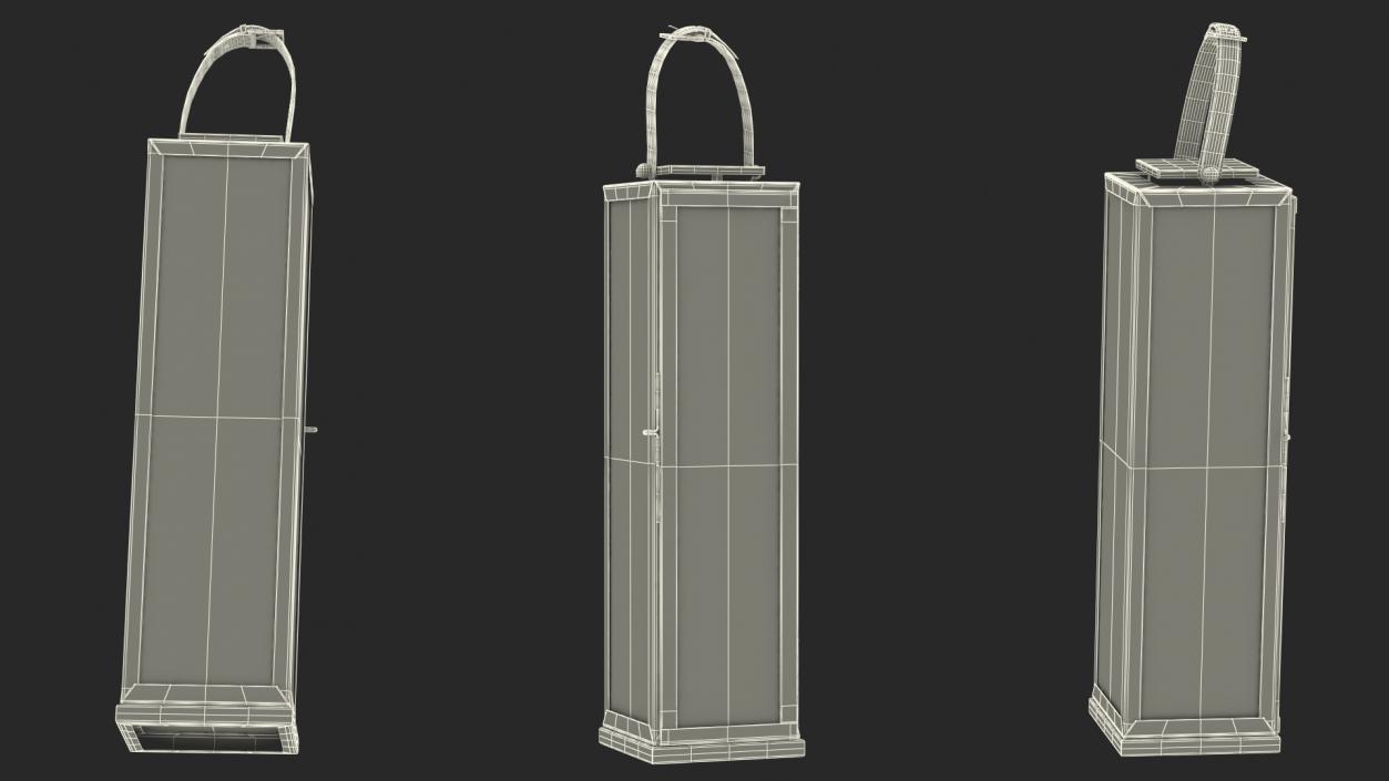 3D model Large Aluminium and Glass Lantern with Candle