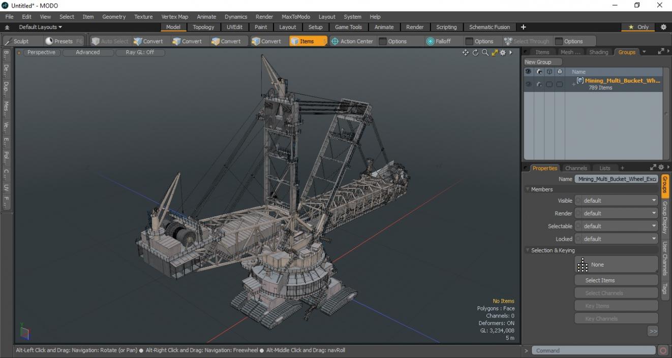 3D model Mining Multi Bucket Wheel Excavator