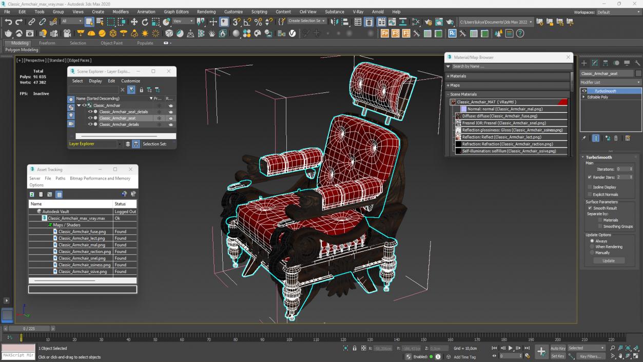 3D Classic Armchair 2 model