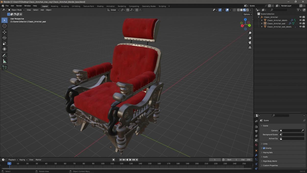 3D Classic Armchair 2 model