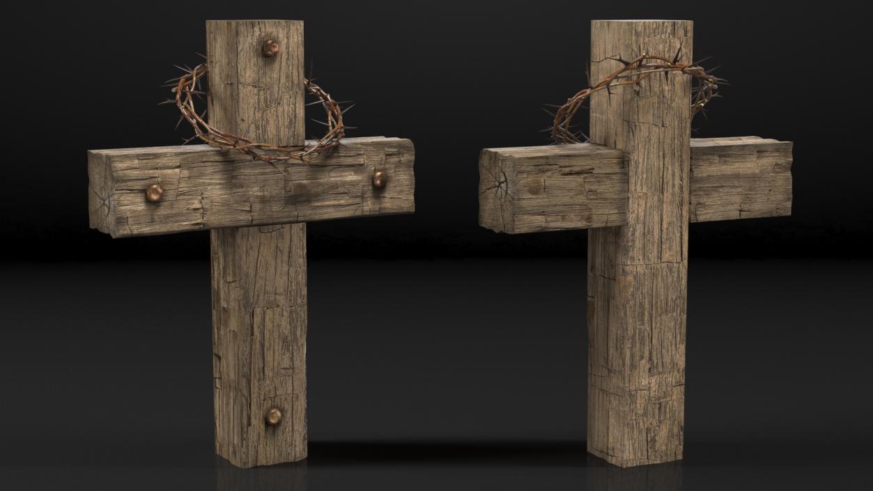 3D Cross with Crown of Thorns