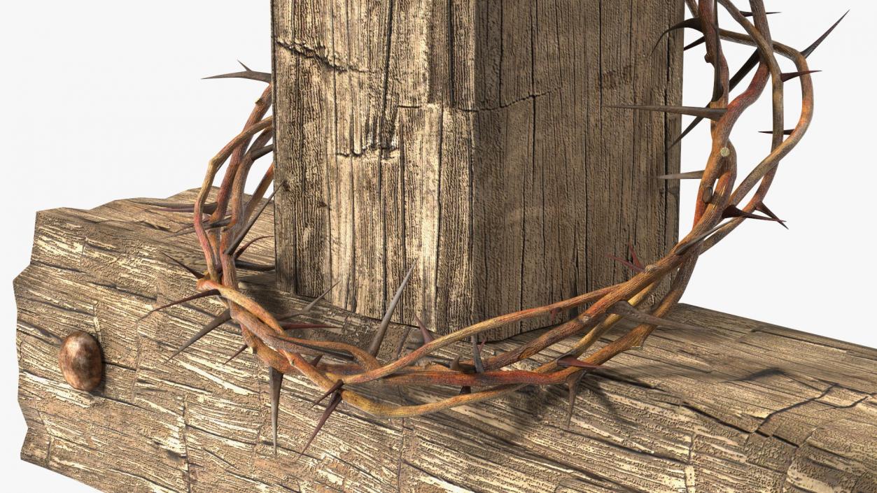 3D Cross with Crown of Thorns