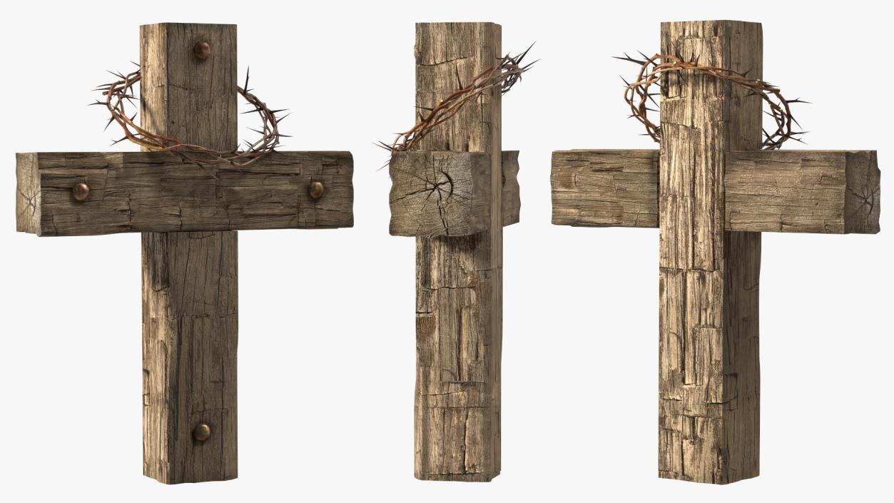 3D Cross with Crown of Thorns